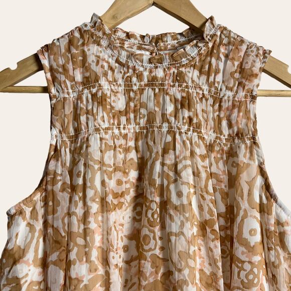 Joie Brush Clay Sleeveless Printed High Neck Chiffon Mini Shift Dress Size S - Picture 4 of 10